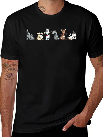 Cartoon Dog Graphic Black T-Shirt