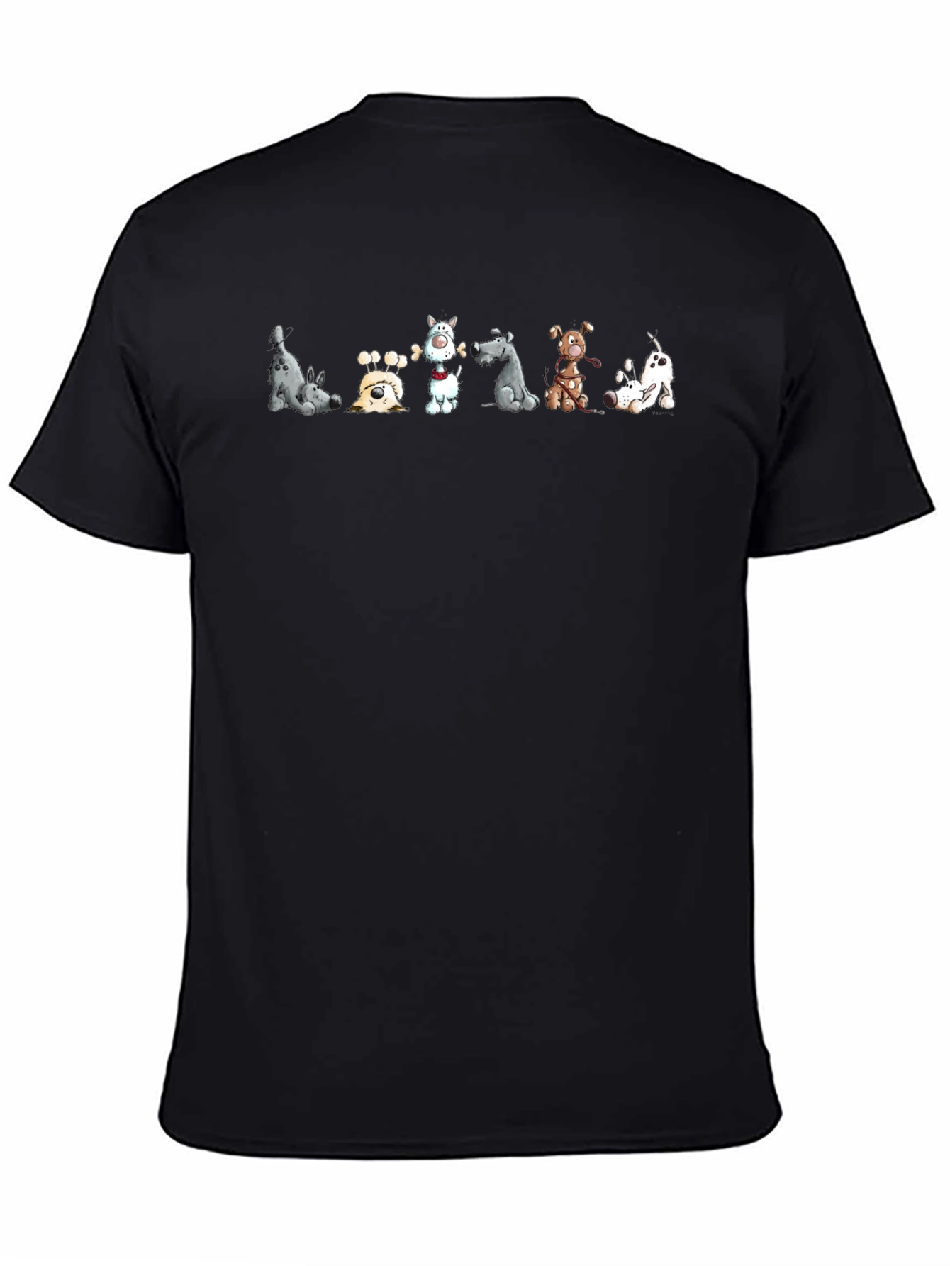 Cartoon Dog Graphic Black T-Shirt