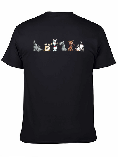 Cartoon Dog Graphic Black T-Shirt