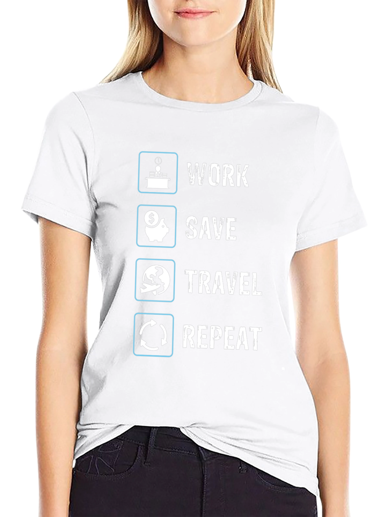 Work Save Travel Repeat Graphic T-Shirt