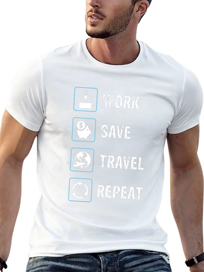 Work Save Travel Repeat Graphic T-Shirt