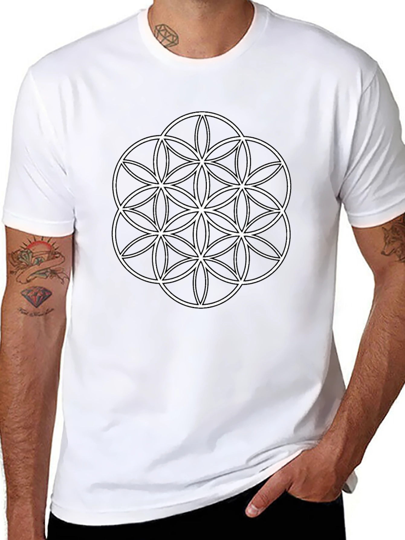 Flower of Life Graphic Tee - Stylish Geometric Design