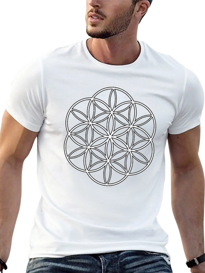 Flower of Life Graphic Tee - Stylish Geometric Design