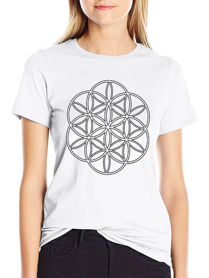 Flower of Life Graphic Tee - Stylish Geometric Design