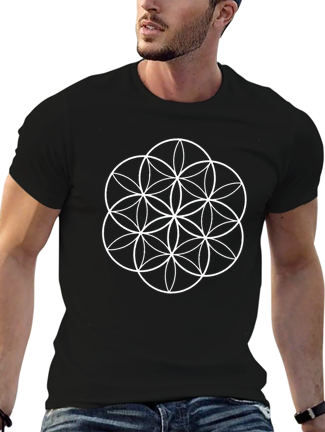 Flower of Life Graphic Tee - Stylish Geometric Design