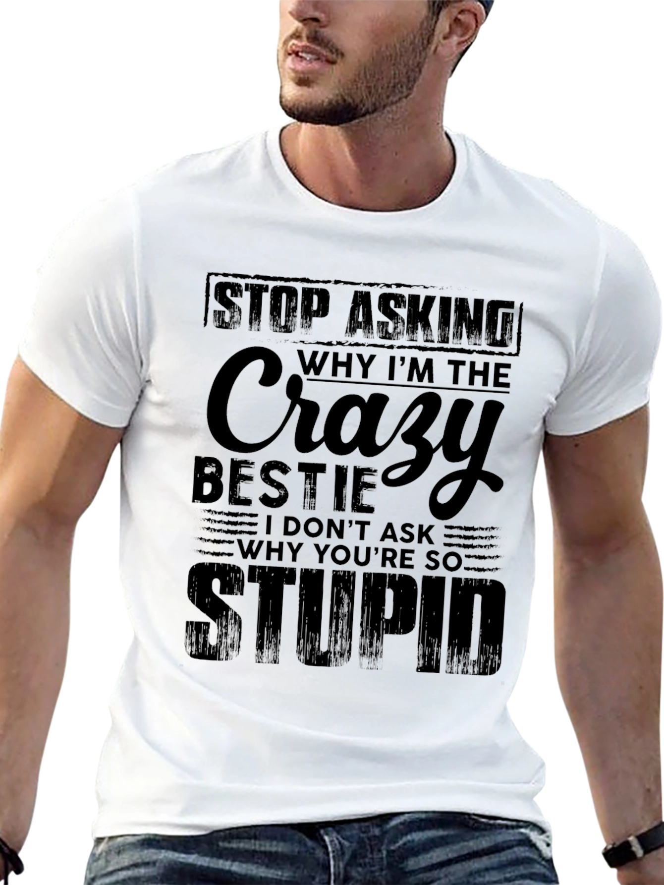 Crazy Bestie Black Graphic T-Shirt