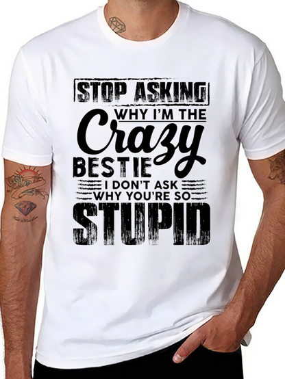 Crazy Bestie Black Graphic T-Shirt