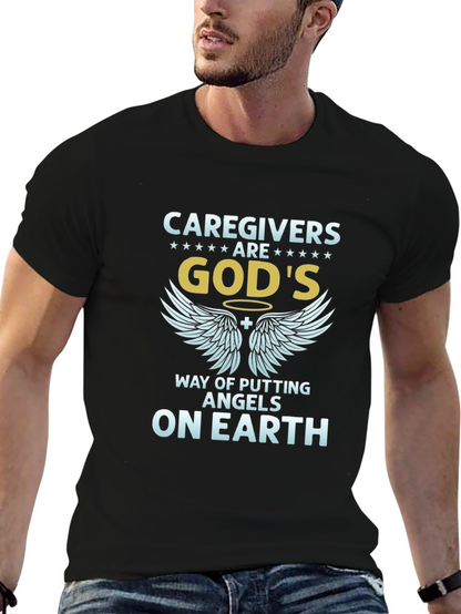 Caregivers Gods Angels T-Shirt - Mens Black