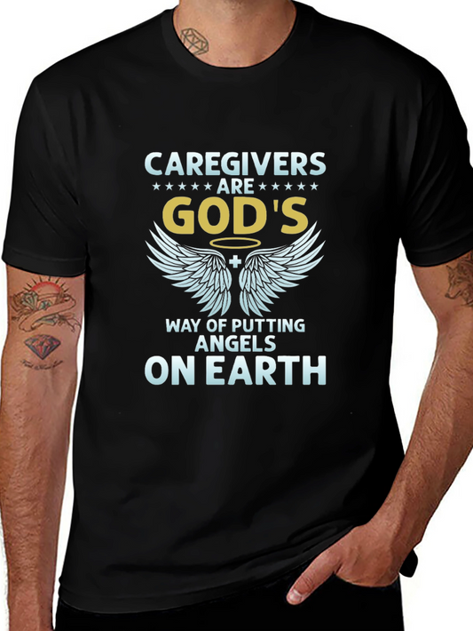 Caregivers Gods Angels T-Shirt - Mens Black