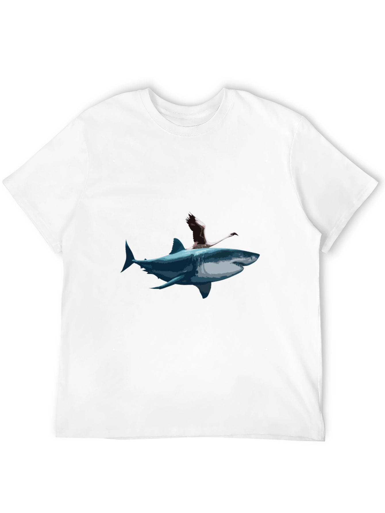 Shark & Flamingo Graphic Tee - Mens Black T-Shirt