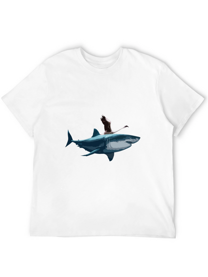 Shark & Flamingo Graphic Tee - Mens Black T-Shirt
