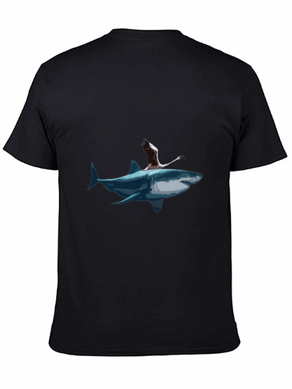 Shark & Flamingo Graphic Tee - Mens Black T-Shirt