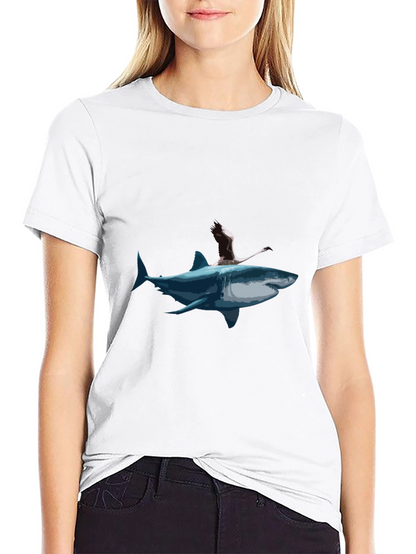 Shark & Flamingo Graphic Tee - Mens Black T-Shirt