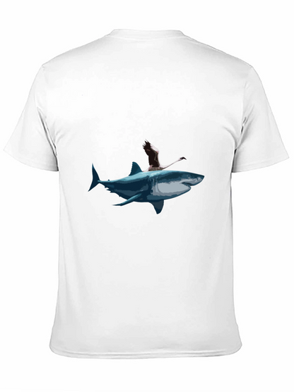Shark & Flamingo Graphic Tee - Mens Black T-Shirt