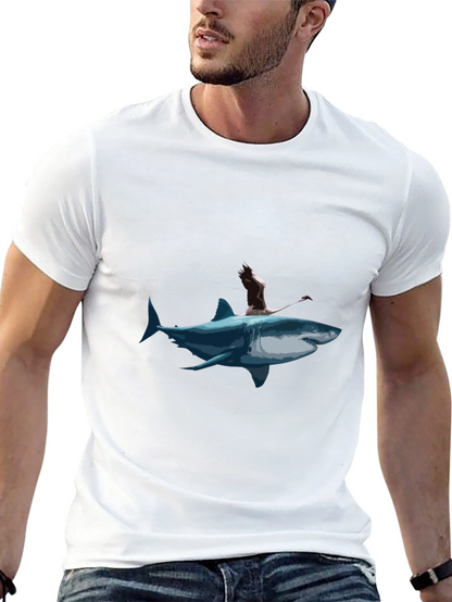 Shark & Flamingo Graphic Tee - Mens Black T-Shirt