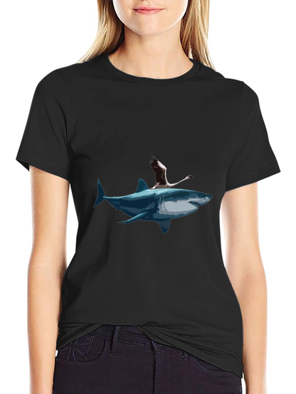Shark & Flamingo Graphic Tee - Mens Black T-Shirt