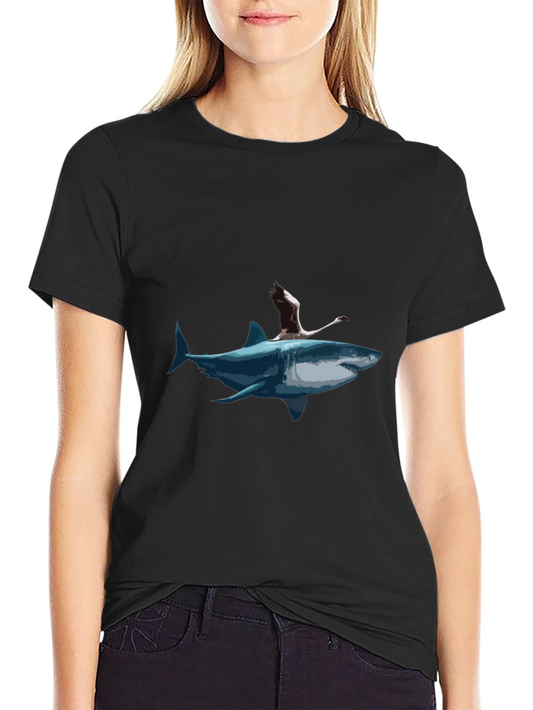 Shark & Flamingo Graphic Tee - Mens Black T-Shirt