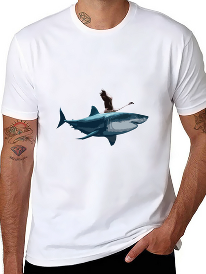 Shark & Flamingo Graphic Tee - Mens Black T-Shirt