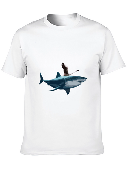 Shark & Flamingo Graphic Tee - Mens Black T-Shirt