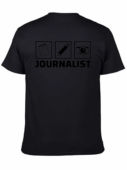 Journalist T-Shirt: Notebook Pencil Camera Graphic Tee