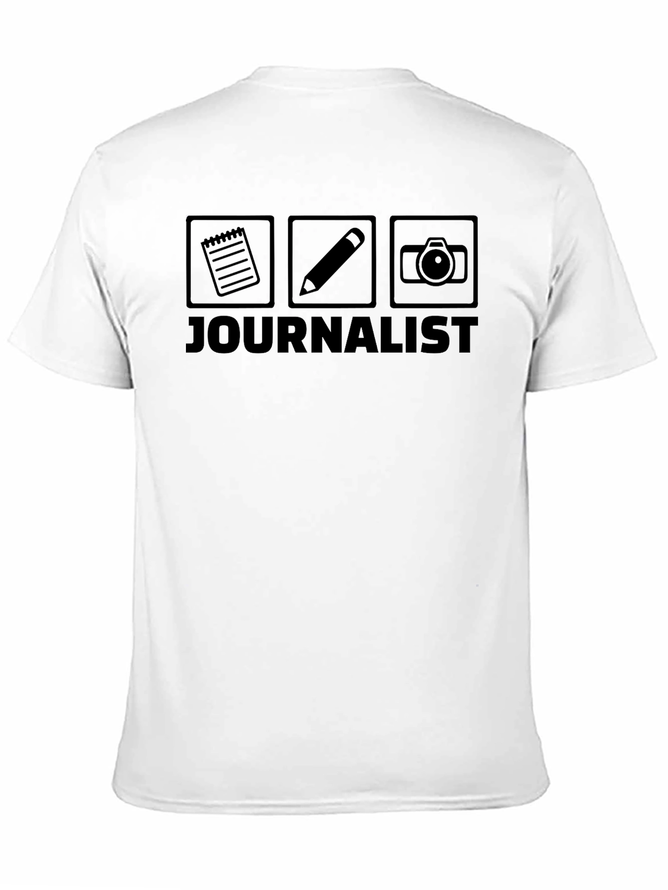 Journalist T-Shirt: Notebook Pencil Camera Graphic Tee