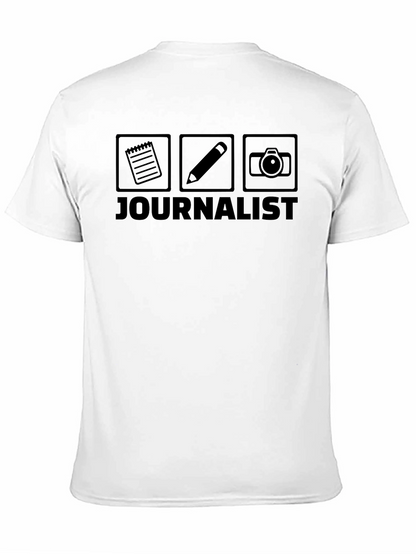 Journalist T-Shirt: Notebook Pencil Camera Graphic Tee
