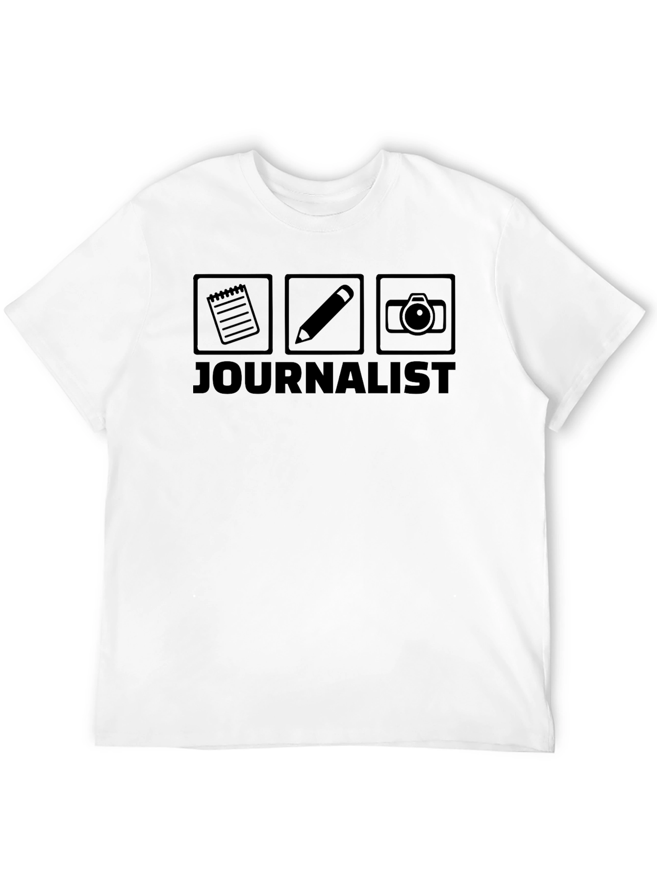 Journalist T-Shirt: Notebook Pencil Camera Graphic Tee