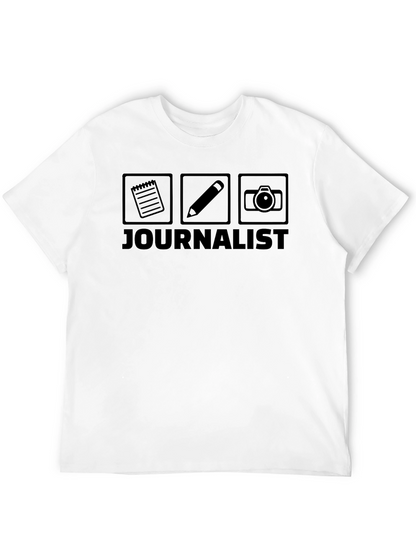 Journalist T-Shirt: Notebook Pencil Camera Graphic Tee