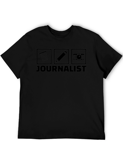 Journalist T-Shirt: Notebook Pencil Camera Graphic Tee