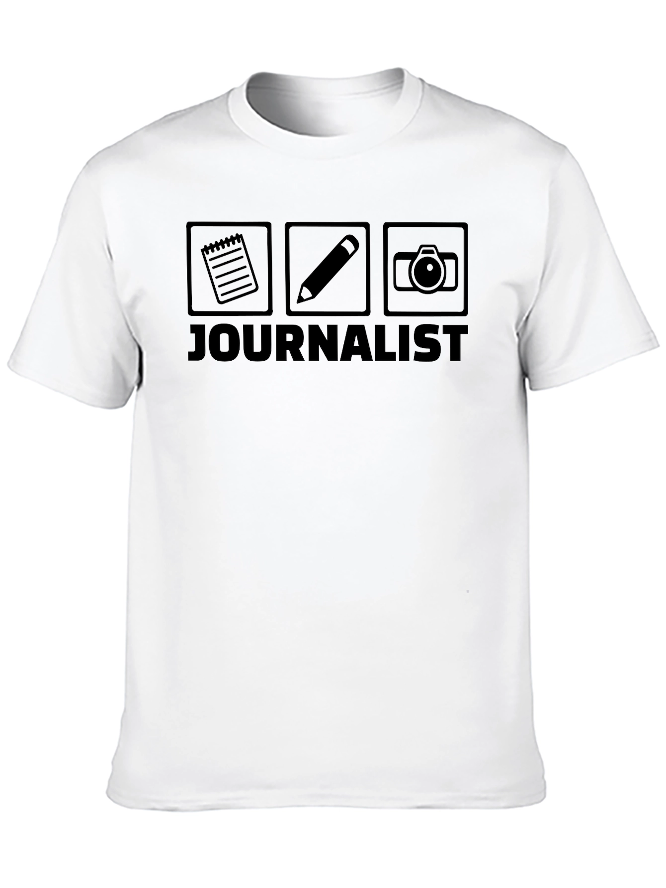Journalist T-Shirt: Notebook Pencil Camera Graphic Tee