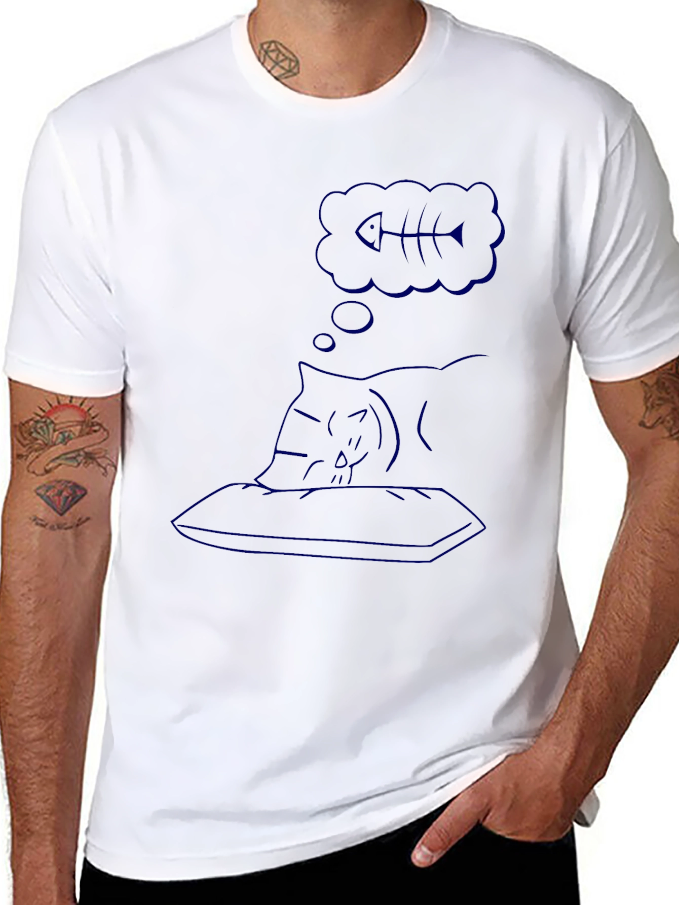 Dreaming Cat Black T-Shirt