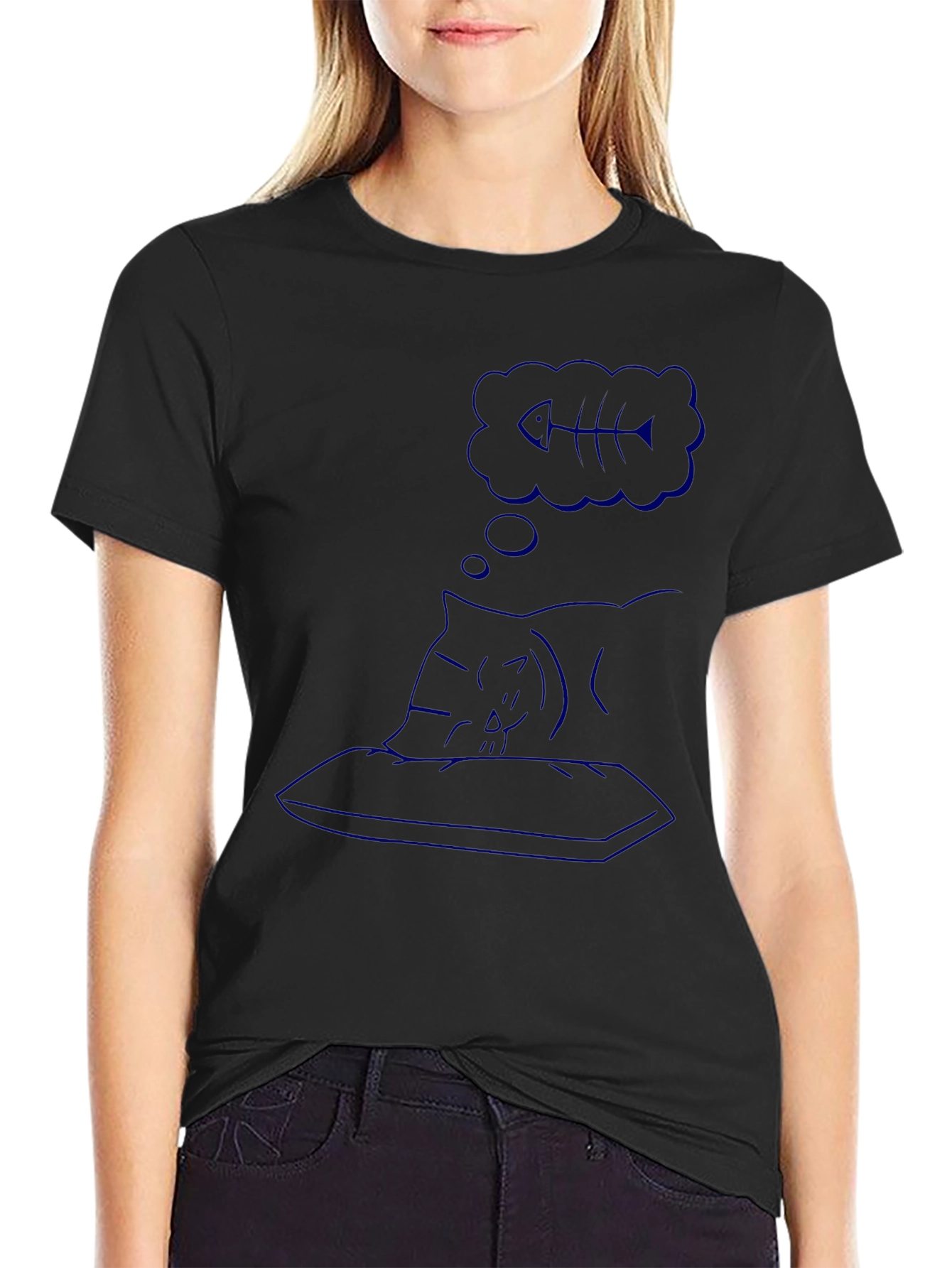Dreaming Cat Black T-Shirt
