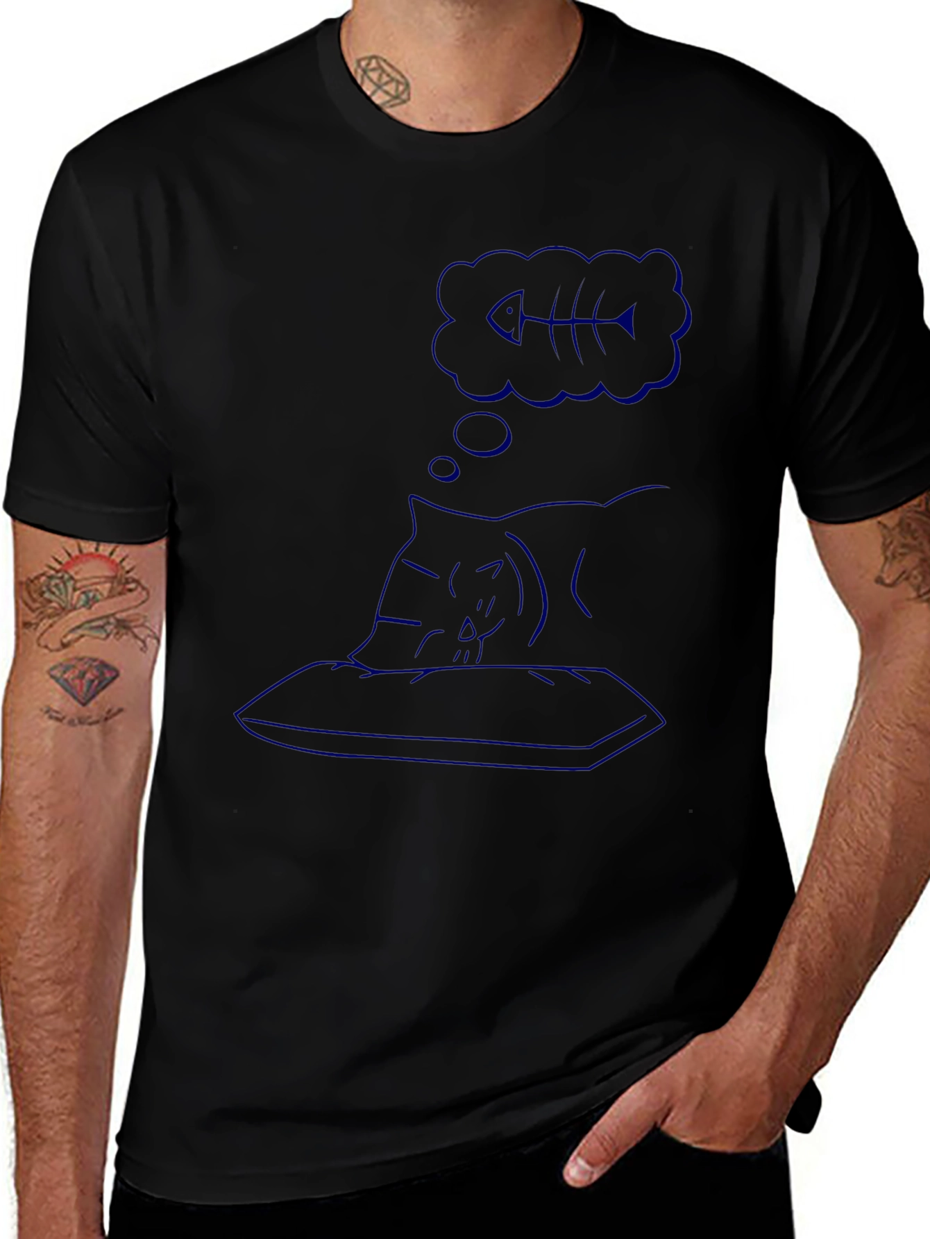 Dreaming Cat Black T-Shirt