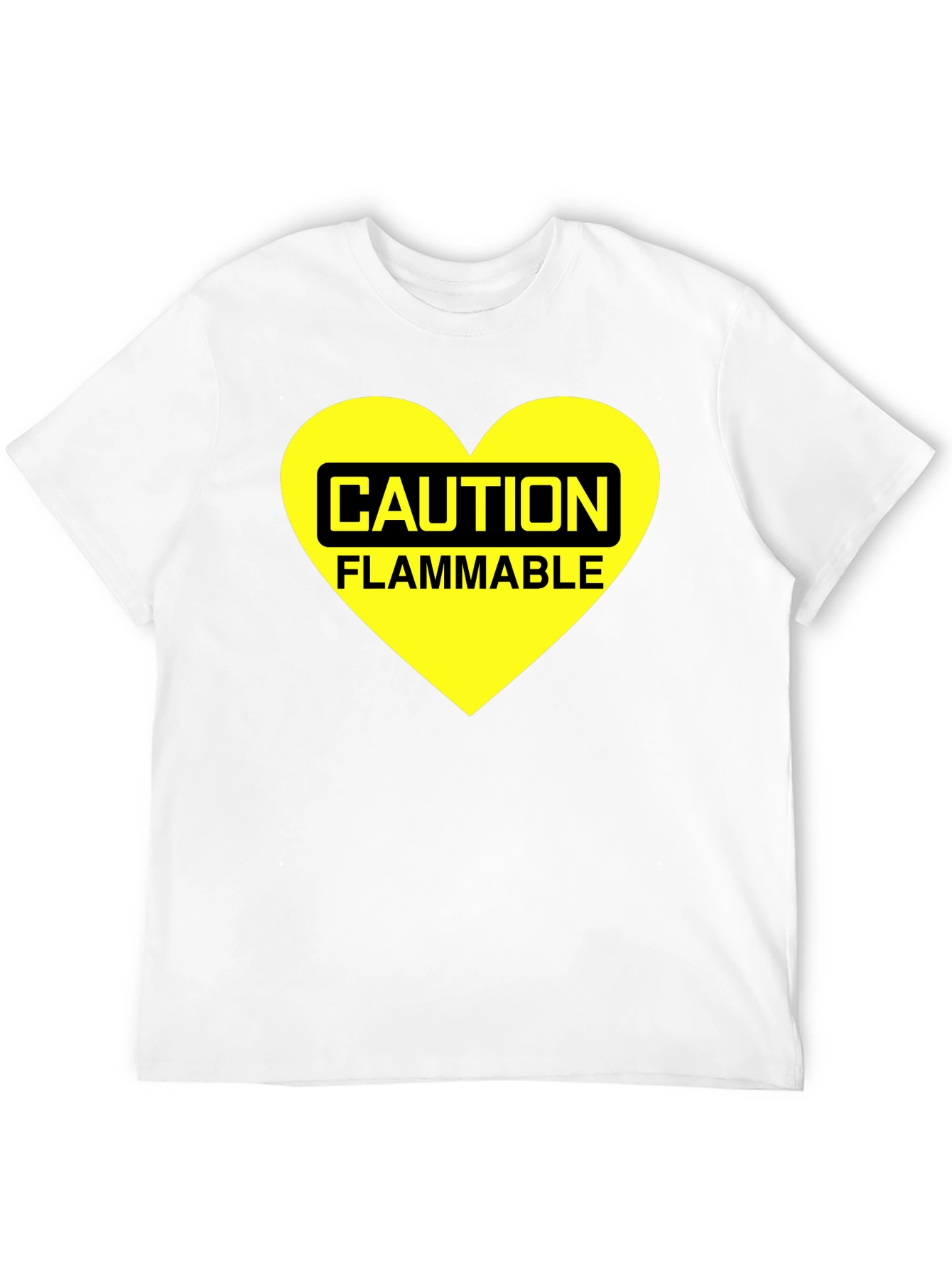 Caution Flammable Heart T-Shirt - Black Cotton Blend Tee