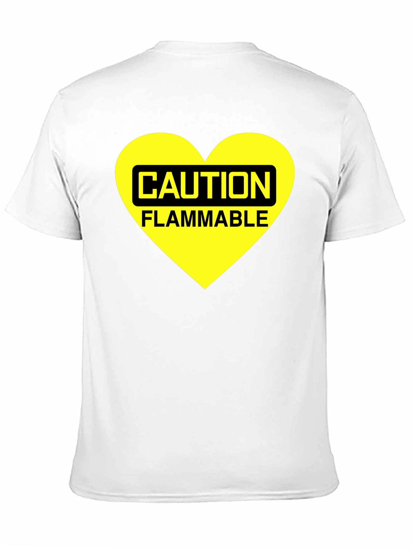Caution Flammable Heart T-Shirt - Black Cotton Blend Tee