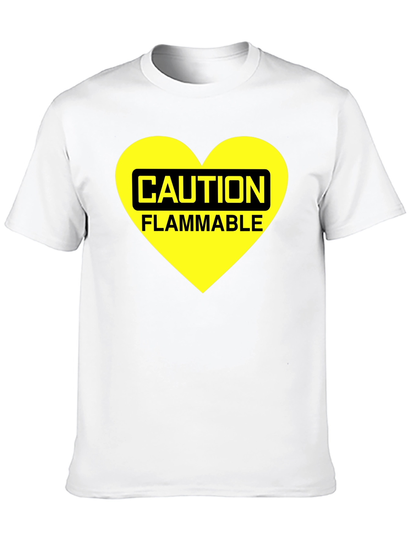 Caution Flammable Heart T-Shirt - Black Cotton Blend Tee