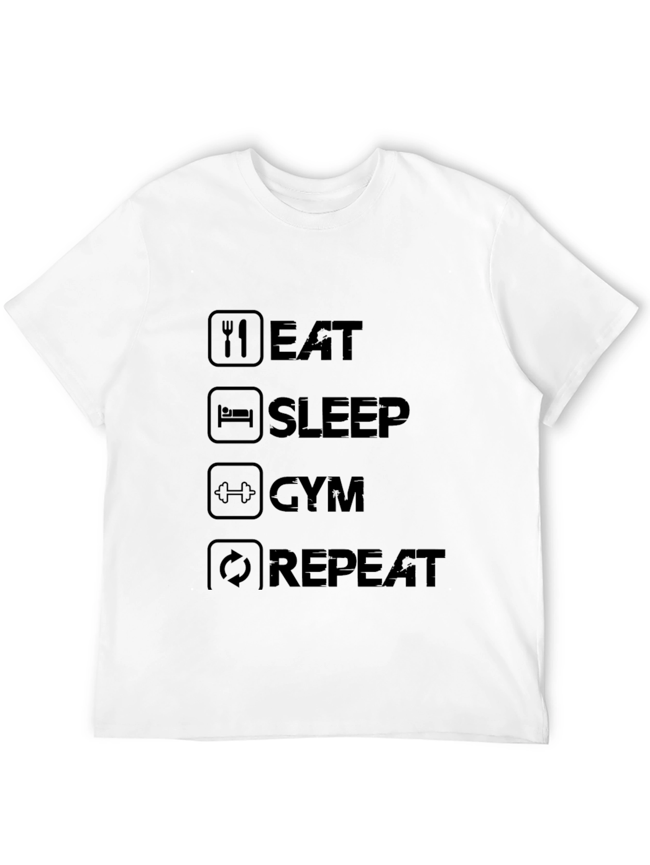 Eat Sleep Gym Repeat Black Graphic Tee