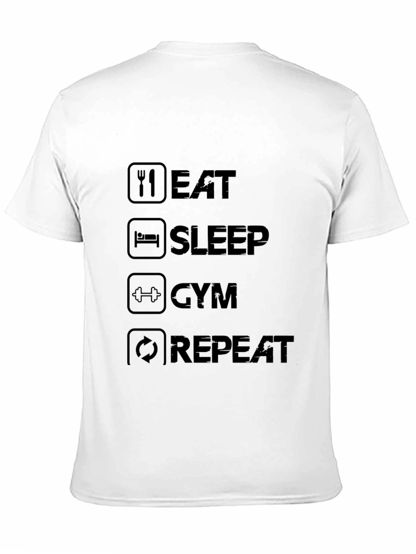 Eat Sleep Gym Repeat Black Graphic Tee