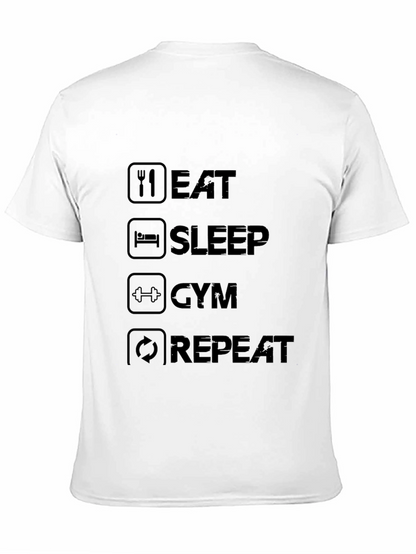 Eat Sleep Gym Repeat Black Graphic Tee