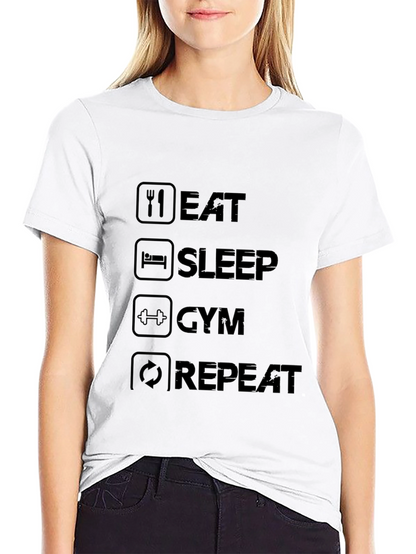 Eat Sleep Gym Repeat Black Graphic Tee