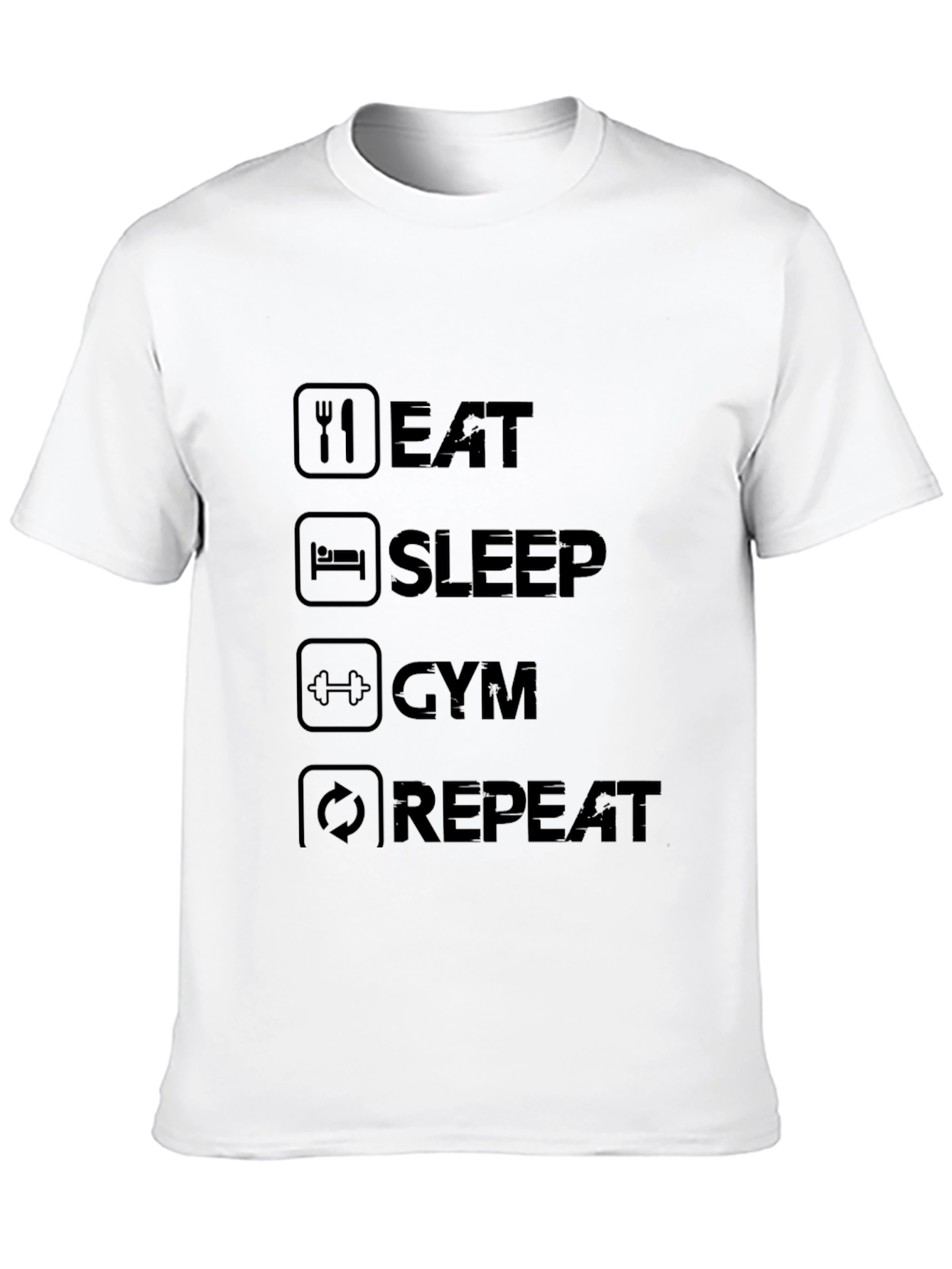 Eat Sleep Gym Repeat Black Graphic Tee
