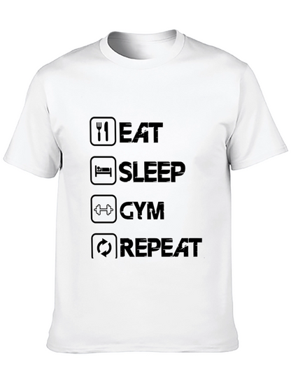 Eat Sleep Gym Repeat Black Graphic Tee
