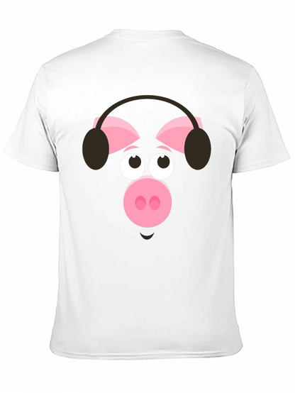 Pig Wearing Headphones Graphic T-Shirt