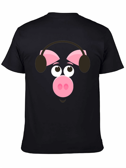 Pig Wearing Headphones Graphic T-Shirt