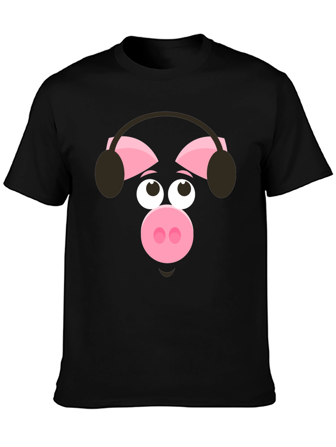 Pig Wearing Headphones Graphic T-Shirt