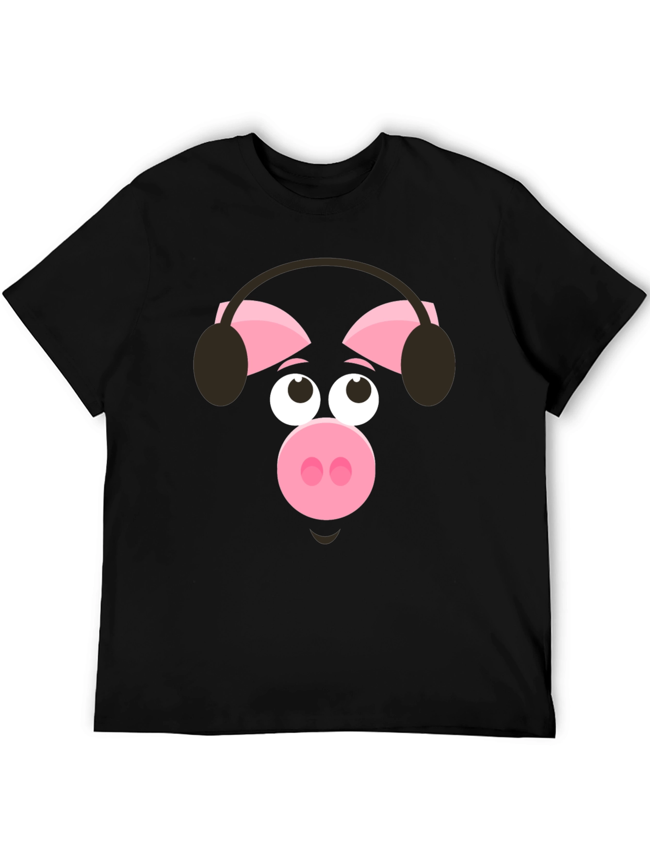 Pig Wearing Headphones Graphic T-Shirt
