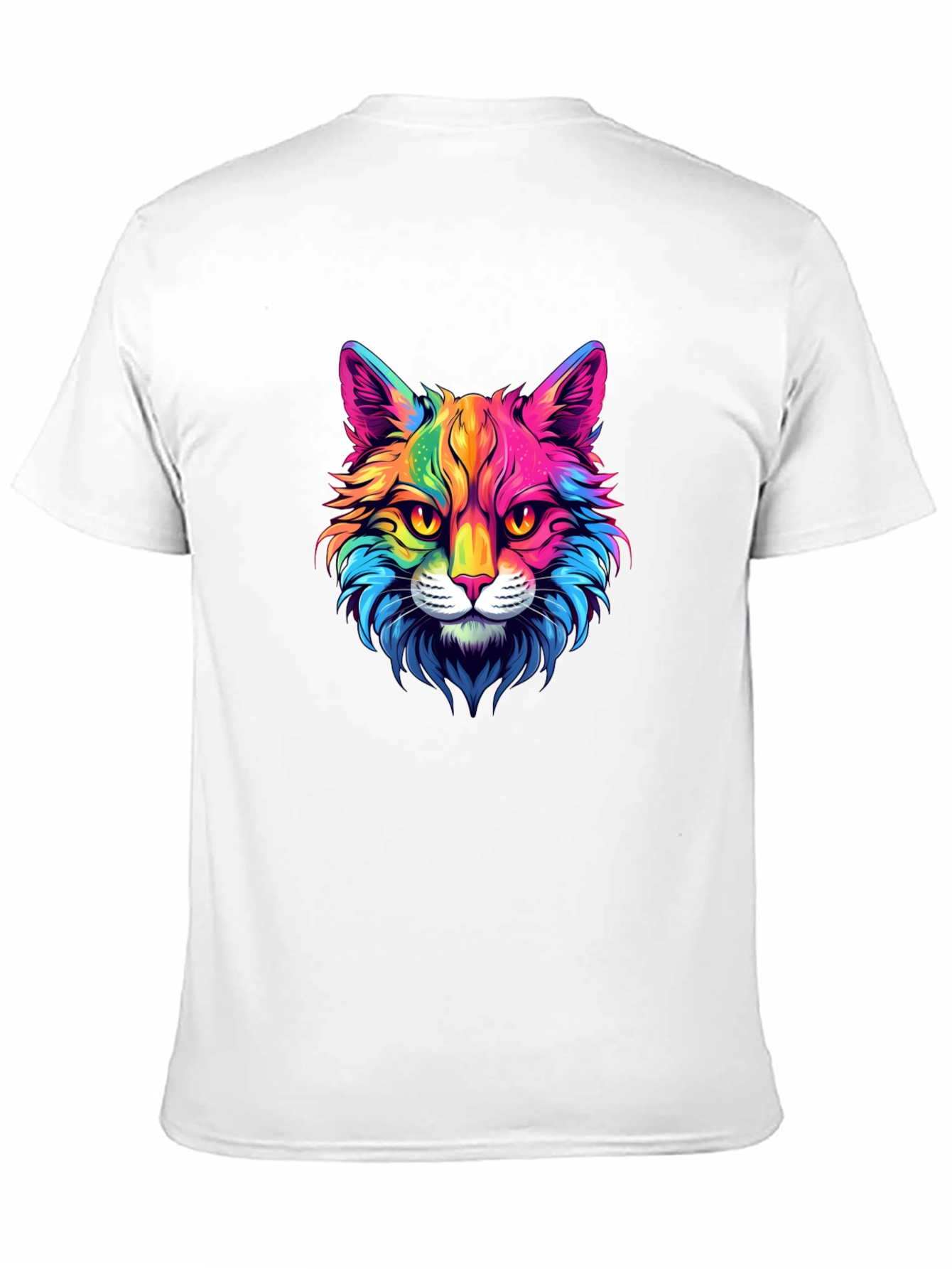 Rainbow Cat Graphic Tee - Stylish Mens Black T-Shirt