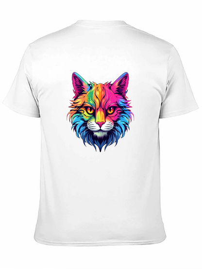 Rainbow Cat Graphic Tee - Stylish Mens Black T-Shirt