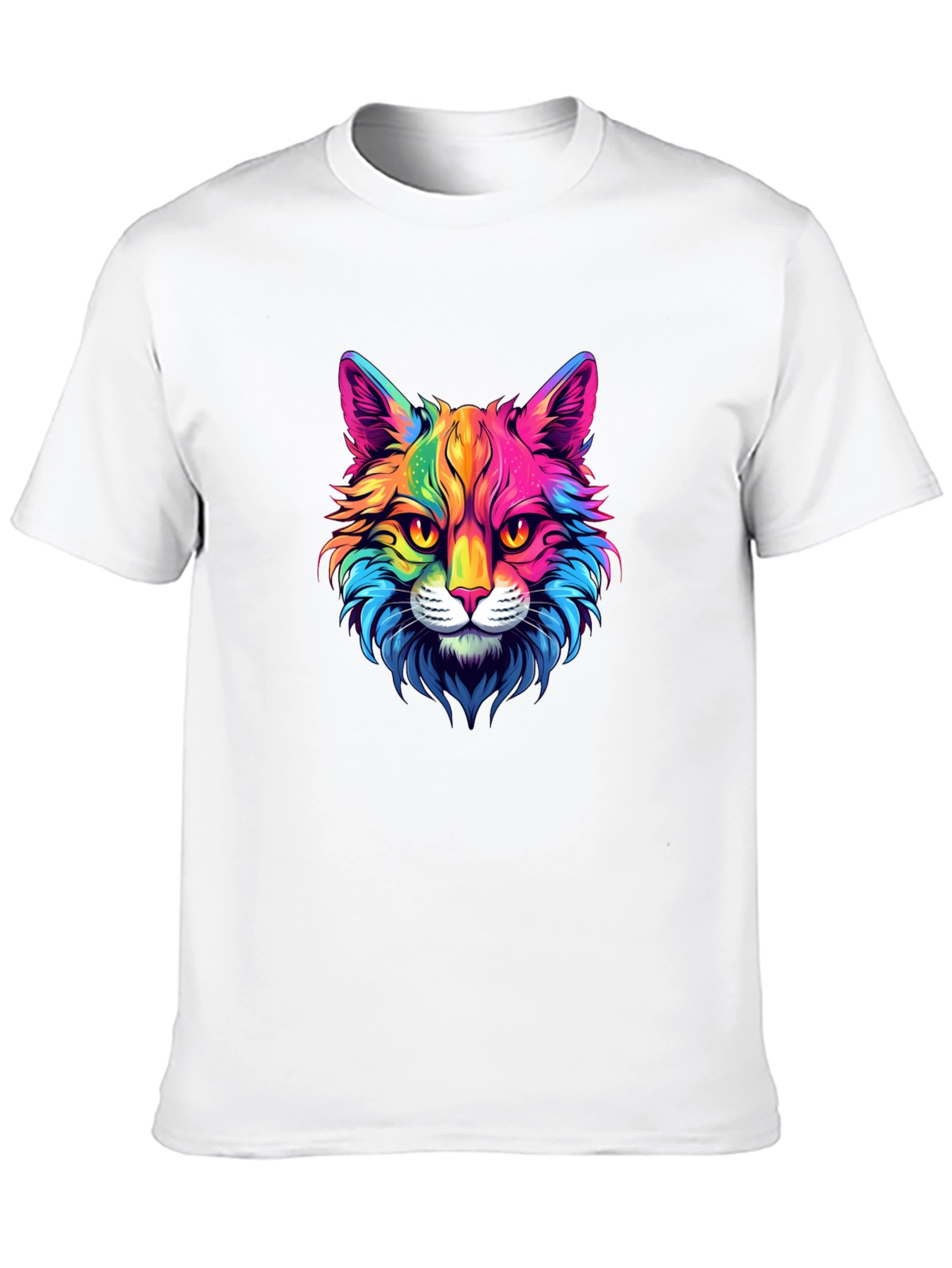 Rainbow Cat Graphic Tee - Stylish Mens Black T-Shirt