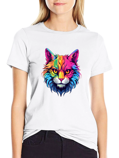 Rainbow Cat Graphic Tee - Stylish Mens Black T-Shirt